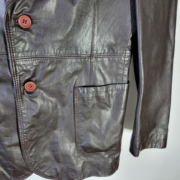 Vintage Mens J Riggings Leather Blazer Dark Brown Size 42 - Picture 3 of 16